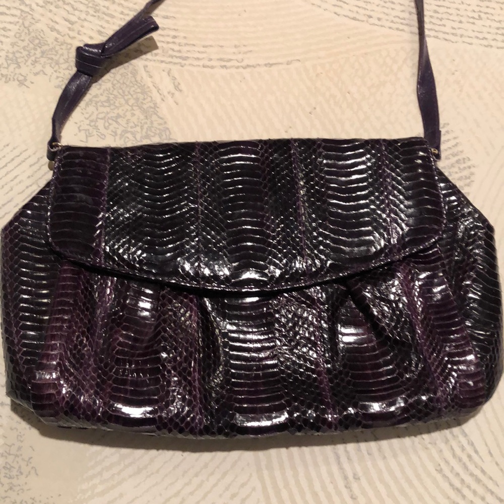 J.Renee purple real snakeskin leather shoulder bag